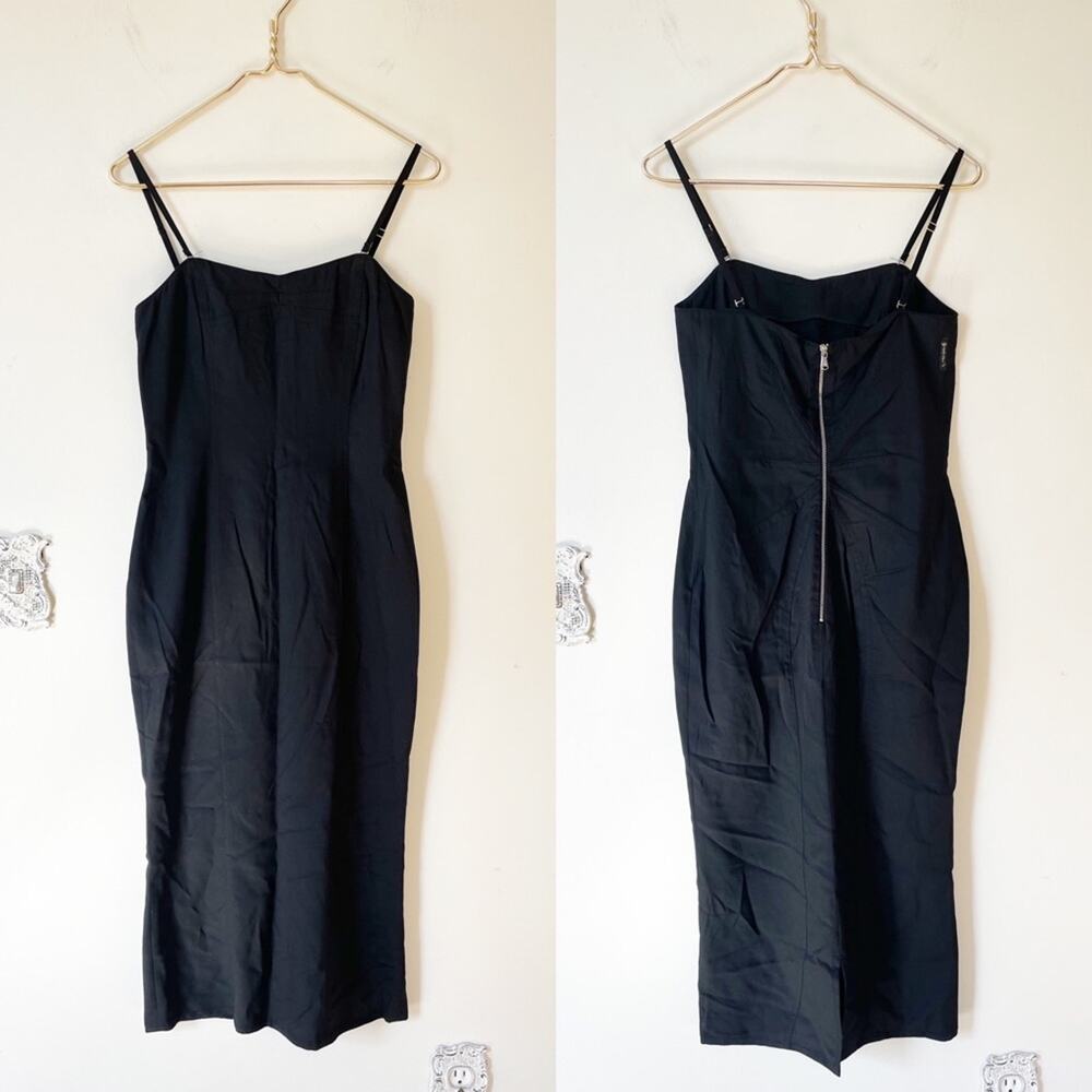 Armani Jeans Black Bustier Midi Slip Dress 8 Back Zipper